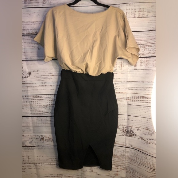 VENUS Beige and Black Midi Dress - Picture 1 of 15